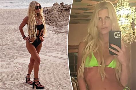 Jessica Simpson Brings Neon Energy In Green Bikini And Heels