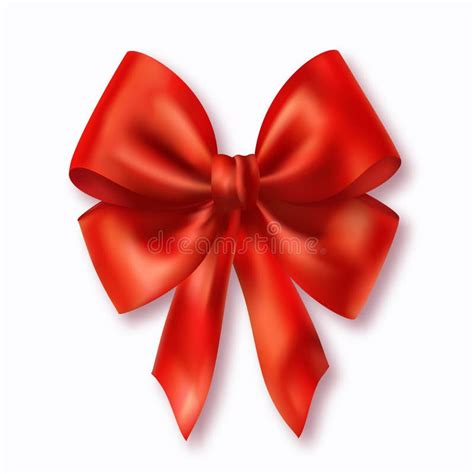 Shiny Red Satin Bow On A White Background Vector Red Bow Stock Vector