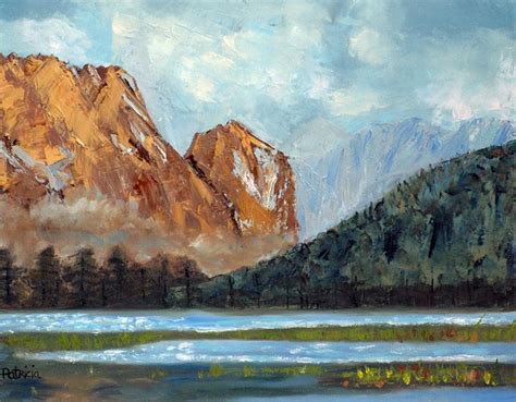 Mountain Lake Original Oil Painting