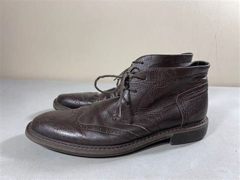 Robert Wayne Men S Brown Leather Lace Up Wingtip Ankle Boots Size