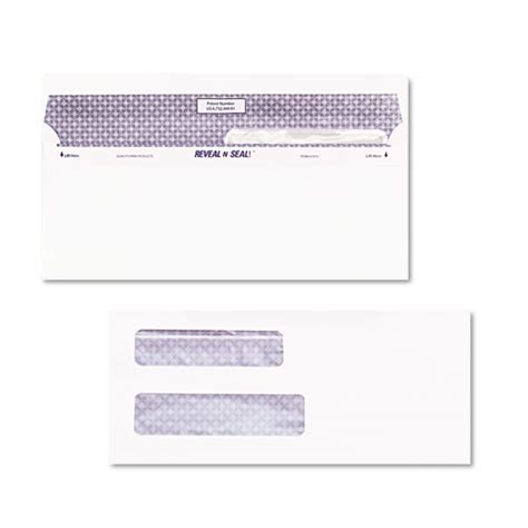 Quality Park Reveal N Seal Double Window Check Envelope Self Adhesive