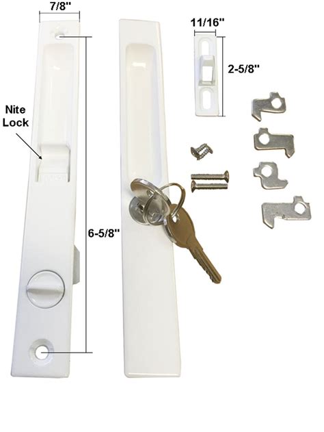 Sliding Glass Door Handle Set Keyed Flush Mount With Nite Lock And Five Hook Assortment