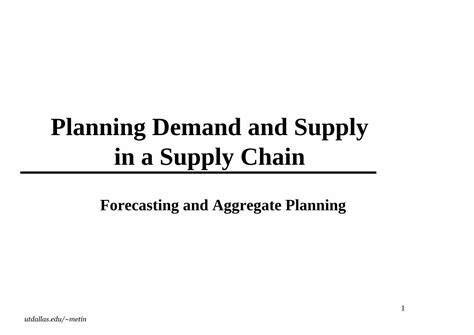 Pdf Planning Demand And Supply In A Supply Chainmetin Fujen Folios