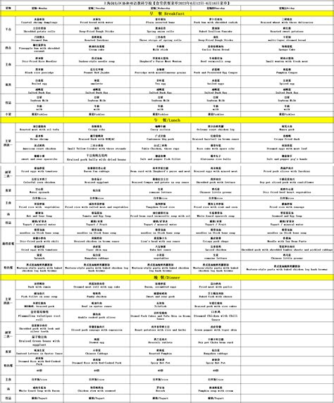 食堂供餐菜单2023年6月12日 6月16日 上海闵行区协和双语教科学校