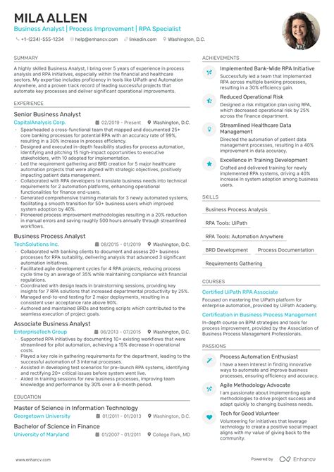 Rpa Business Analyst Resume Examples Guide For