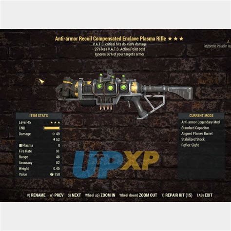 Weapon Enclave Plasma Rifle Aa Crit Vats Game Items Gameflip