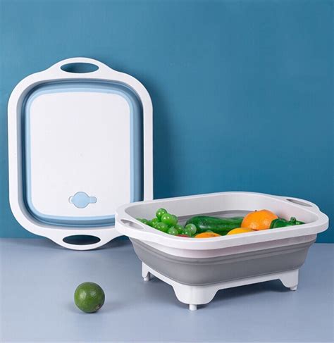 Multifunction Chopping Board Folding Drain Basket 2 In 1 Sink Cutting