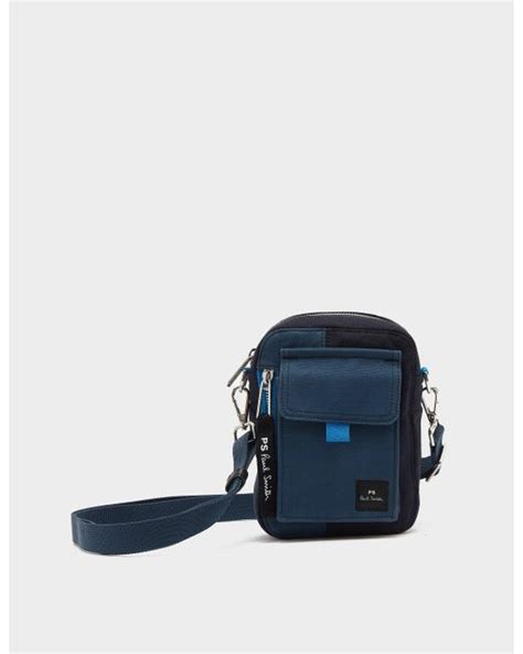 Ps By Paul Smith Patch Crossbody Bag Blue For Men Lyst Australia