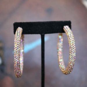 Hoop Rhinestone Earrings Ab Hoop Earrings Iridescent Fitness