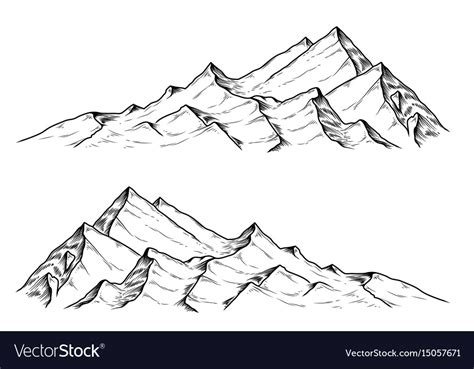 Hand Drawn The Mountains Royalty Free Vector Image