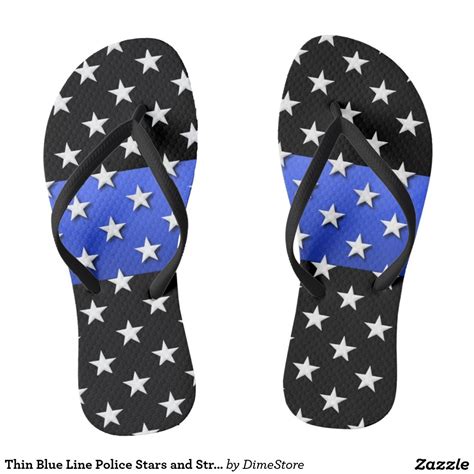 Thin Blue Line Police Stars And Stripes Flip Flops Striped Flip Flops