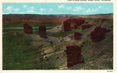 Vintage Postcard Castle Buttes Eroded Rock Formations Green River