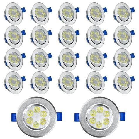 Lot De 20 Spots Led Encastrables Plats Aufun Blanc Intérieur Blanc Chaud 2700 3200 K