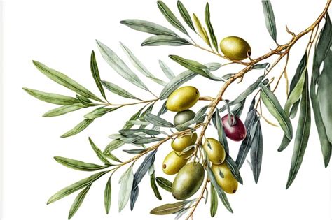 Premium Photo Watercolor Branch Of Olive Isolated On White Background