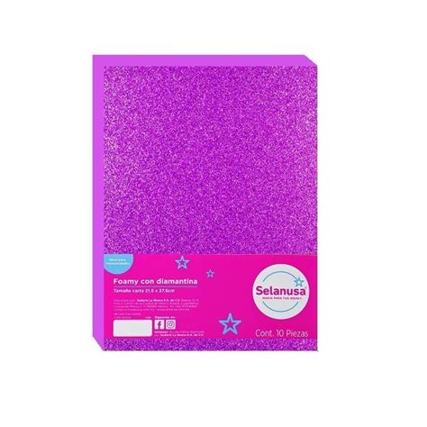 Foamy tamaño carta diamantado morado con 10 piezas