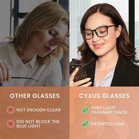 Cyxus Blue Light Blocking Square Glasses With Clear Lens Black