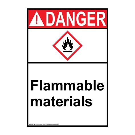 Portrait Ansi Ghs Danger Flammable Gas Sign Adep Hazmat Flammable