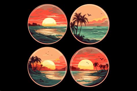 Sunset Beach Sticker Brush Vector Graphic By Md Abdul Momin · Creative