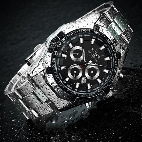 Fashion Men's Sports Watches Luxury Men Business Waterproof Stainless Steel Quartz Watch Man ...