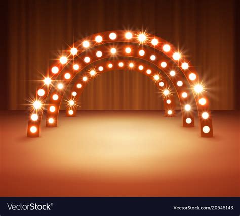 Stage With Circle Light Bulbs Royalty Free Vector Image