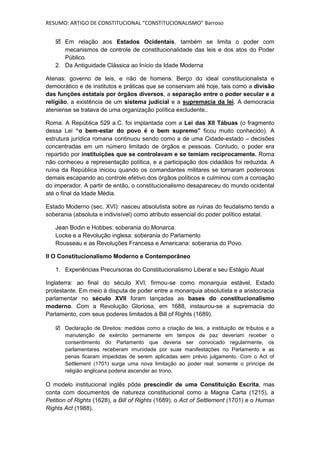 Resumo Constitucionalismo Barroso PDF