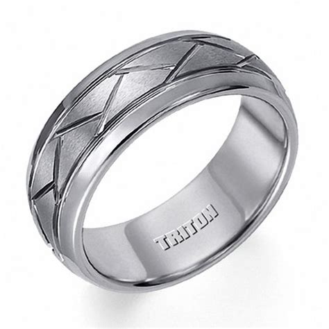 Triton Men S 8 0mm Comfort Fit Tungsten Carbide Wedding Band Zales