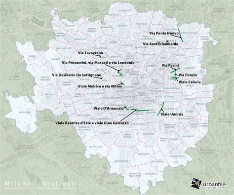 Mappa Milano Totale Vie Alberate Interventi Urbanfile