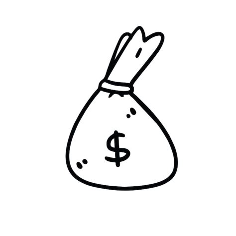 Ilustración vectorial de la bolsa de dinero dibujada a mano estilo