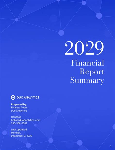 Blue Financial Report Summary Template Venngage