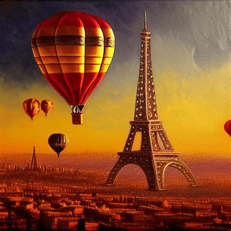 Hot Air Balloons Over Paris · Creative Fabrica