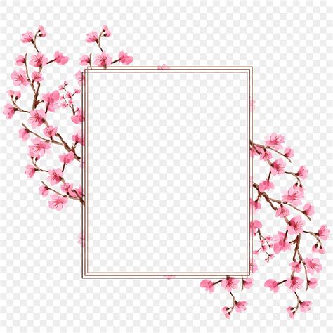 Cherry Blossom Frame Vector Hd Png Images The Pink Colour Cherry