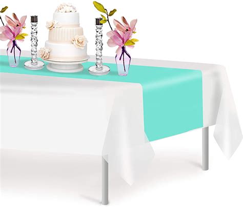 Aqua 1 Pack Premium Disposable Plastic Table Runner 14 x 108 Inch ...