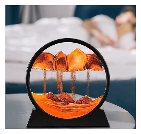 Debrosse Sand Art Round Glass Flowing Sand Frame Sand Art Liquid