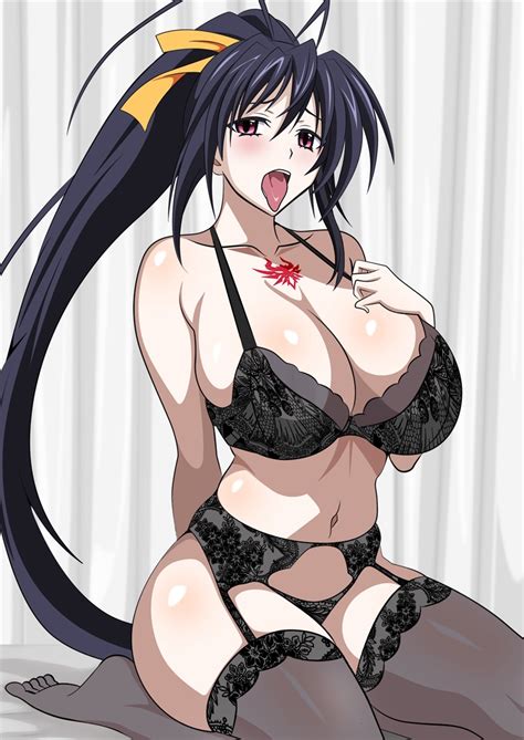 Hentai Busty Girl Girl Akeno Himejima Alluring Big Breasts Bra