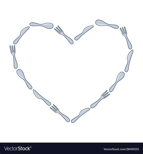 Frame Spoon Fork And Knife Heart In Doodle Vector Image