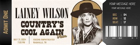 Instant Digital Download Editable Ticket Lainey Wilson Tour Concert