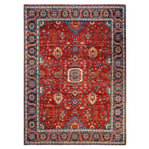 One Of A Kind Hand Knotted Traditional Tribal Serapi Orange Area Rug