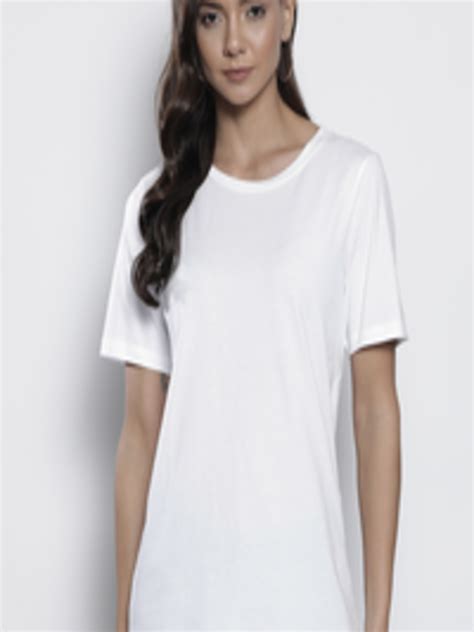 Buy Marks Spencer Women White Straight Fit Solid Round Neck T Shirt