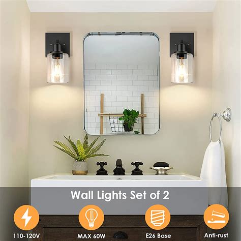 Wall Sconces Set Of Two Matte Black Vanity Lights For Bathroom Modern