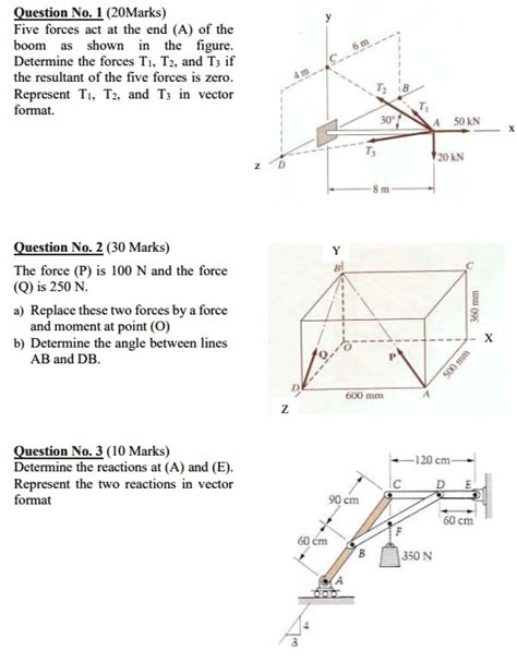 Question No1 20marks Five Forces Act At The End A Of The Boom As Shown