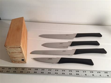 Set 4 Ikea Kitchen Knives Knife Block Wood and 50 similar items