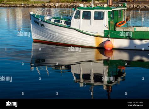 Reflections At The Wharf North Sydney Nova Scotia Canada Stock Photo