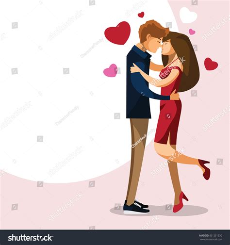 Cartoon Charactercouple Kissing Royalty Free Stock Vector 551251630