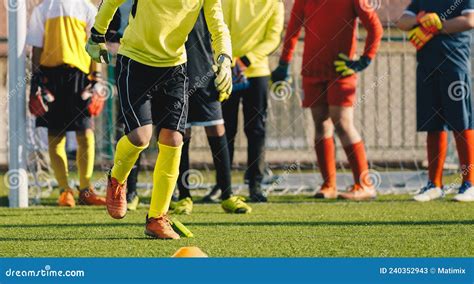 Young Soccer Goalkeepers At Training Unit Boy Soccer Players Improving