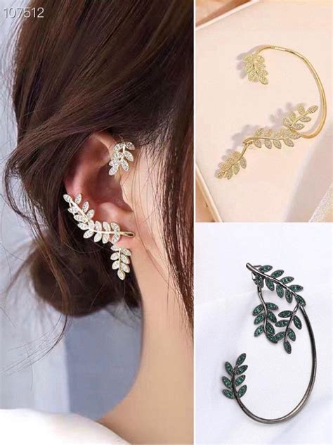 Irean Semi J Ias Brinco Ear Cuff Unilateral Folhas Pedras Micro