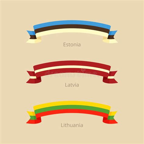 Ribbon with Flag of Estonia, Latvia and Lithuania. Stock Vector ...