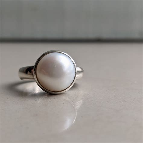 Pearl Silver Ring White Pearl Ring Sterling Silver Handmade - Etsy