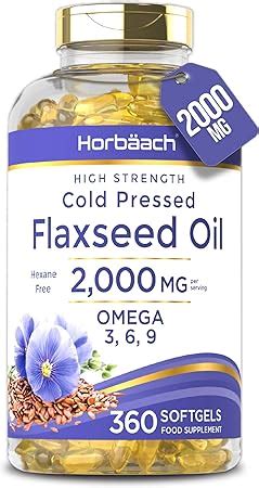 Flaxseed Oil 2000mg 360 Softgel Capsules High Strength Omega 3 6 9