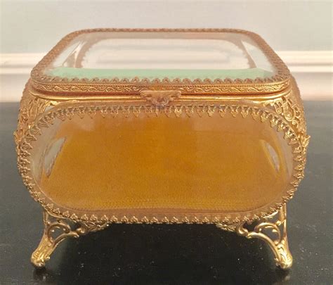 Vintage Ormolu Jewelry Casket 5 Sided Filigree Box With Etsy Jewelry Casket Casket Vintage Box