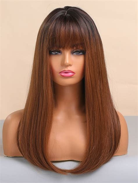 Brown Synthetic Fiber Bangs Wig Embellished Wigs Accs Synthetic Wigs